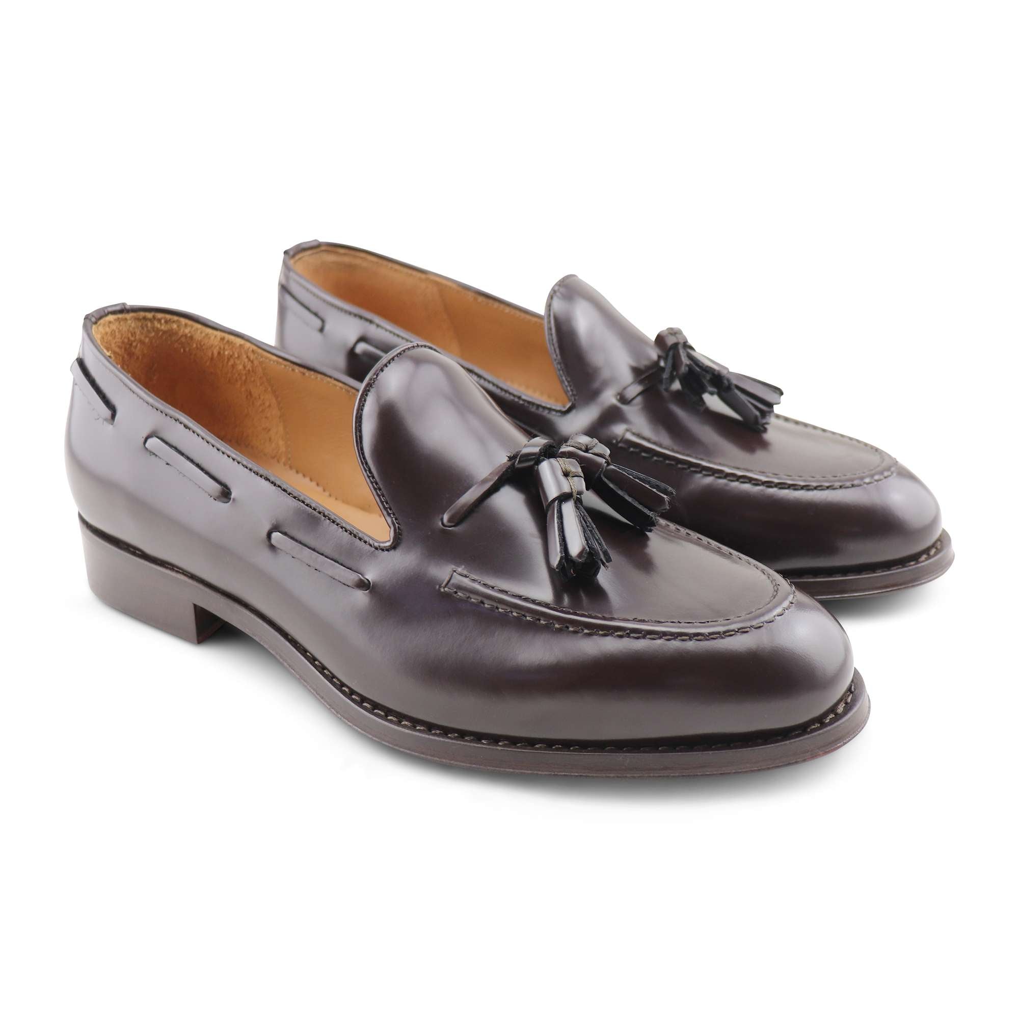 Dark brown tassel in brushed leather