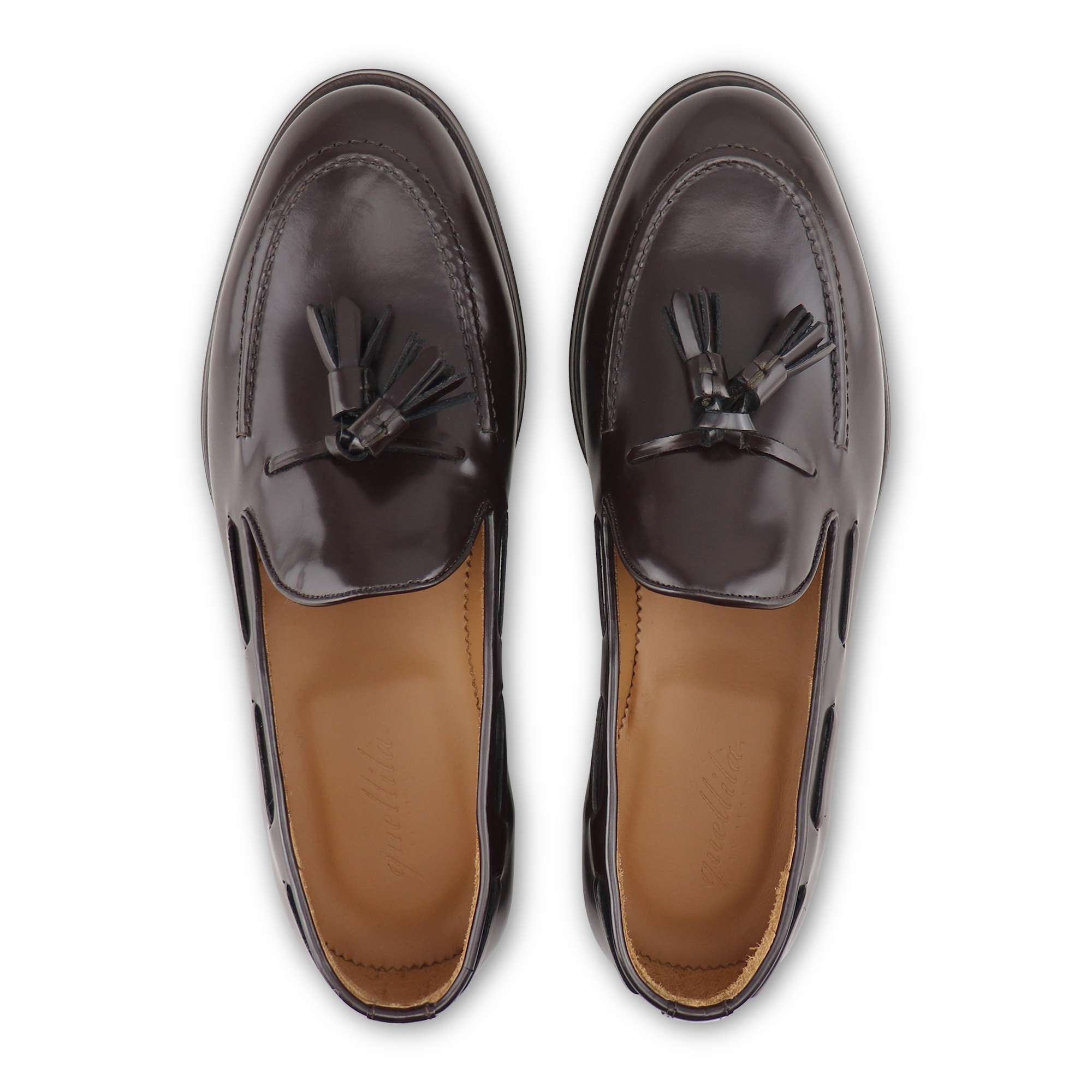 Dark brown tassel in brushed leather