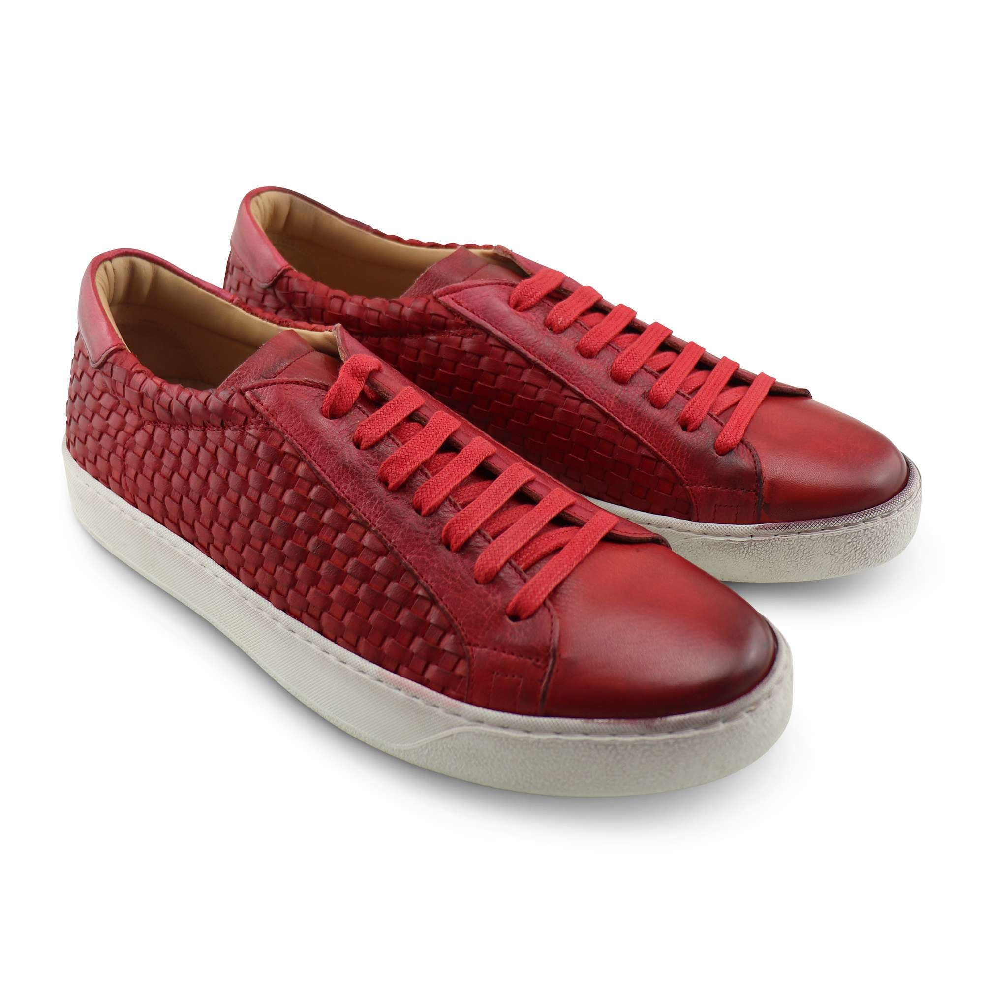 Sneakers in pelle intrecciata rossa
