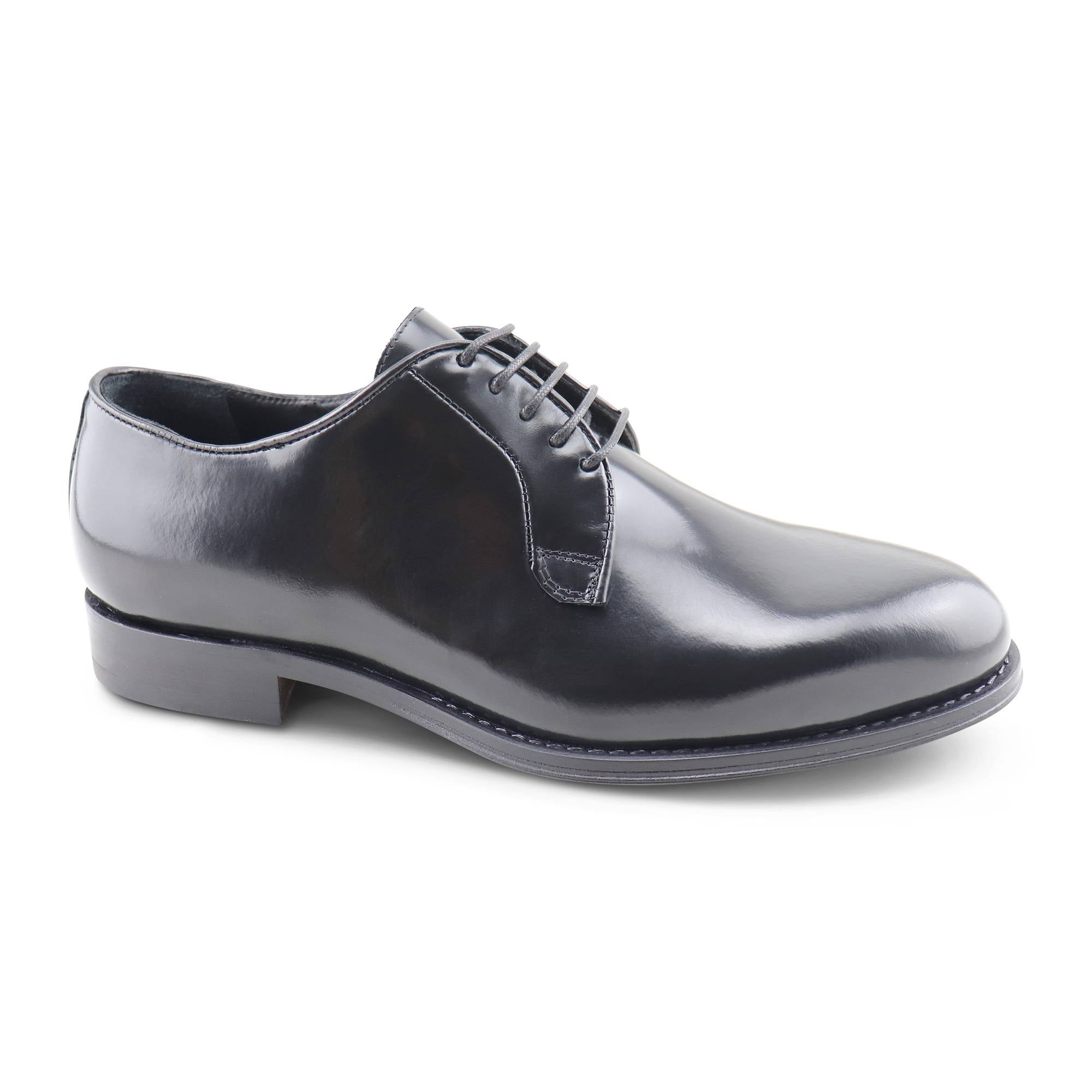 Black Derby in brushed leather