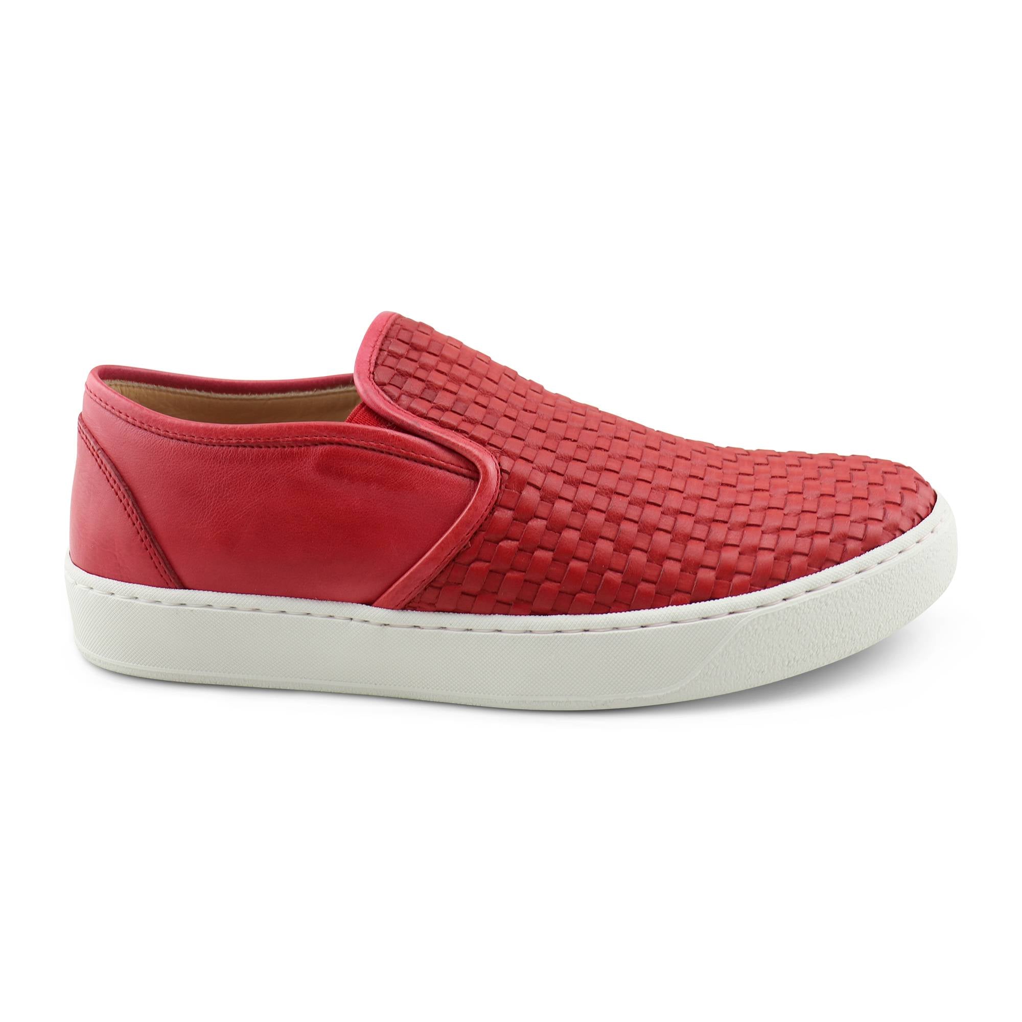 Sneakers in pelle intrecciata rossa