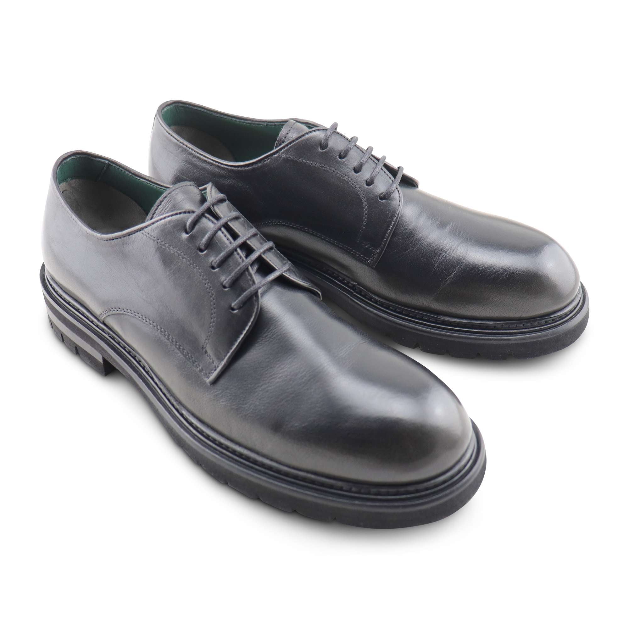 Black leather derby