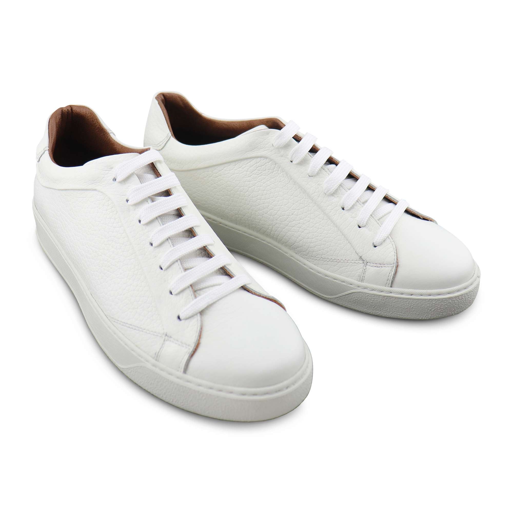 White hammered leather sneakers