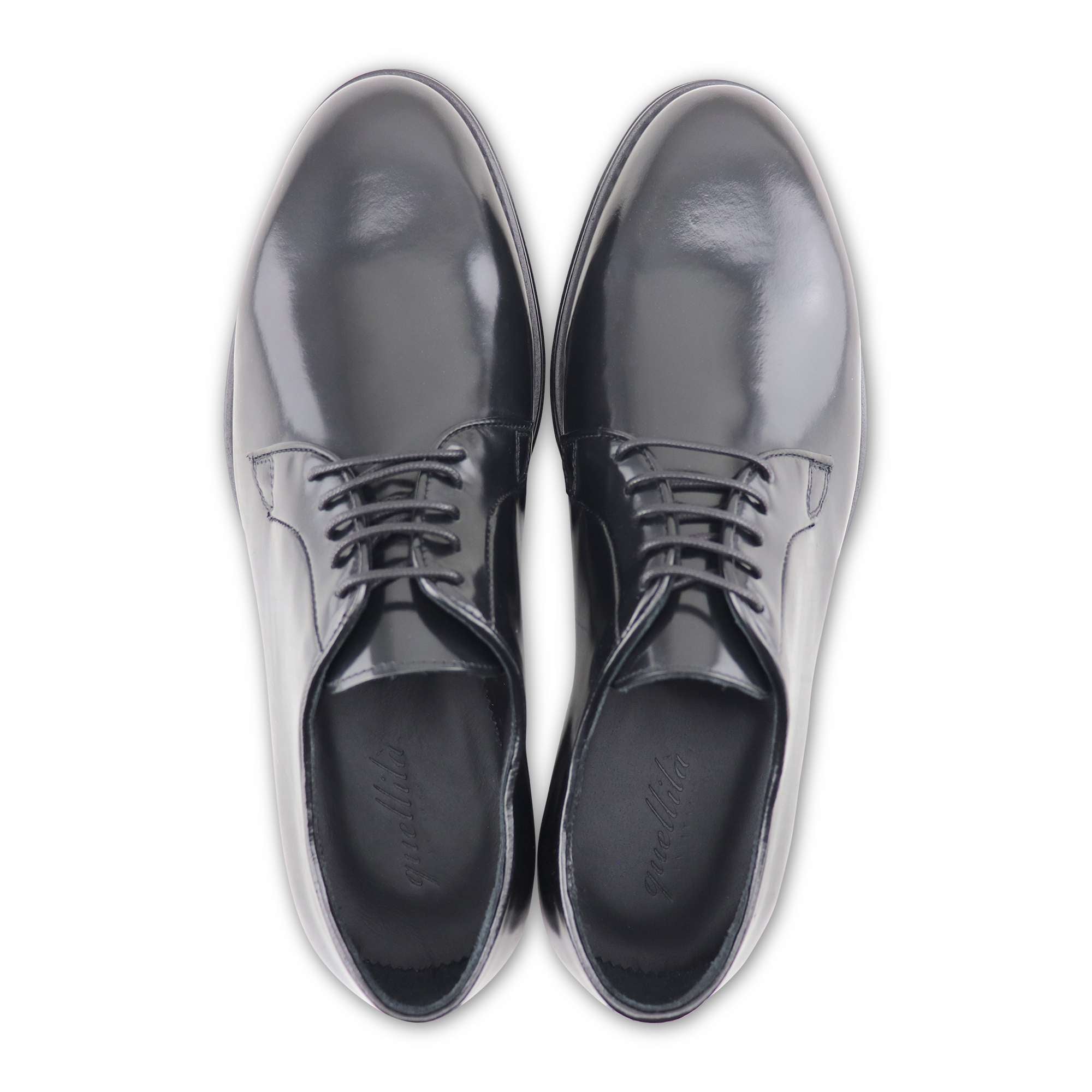 Black Derby in brushed leather