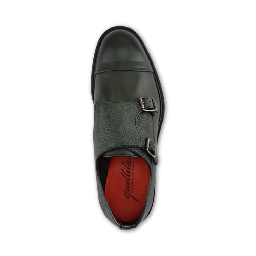 Green leather double buckle