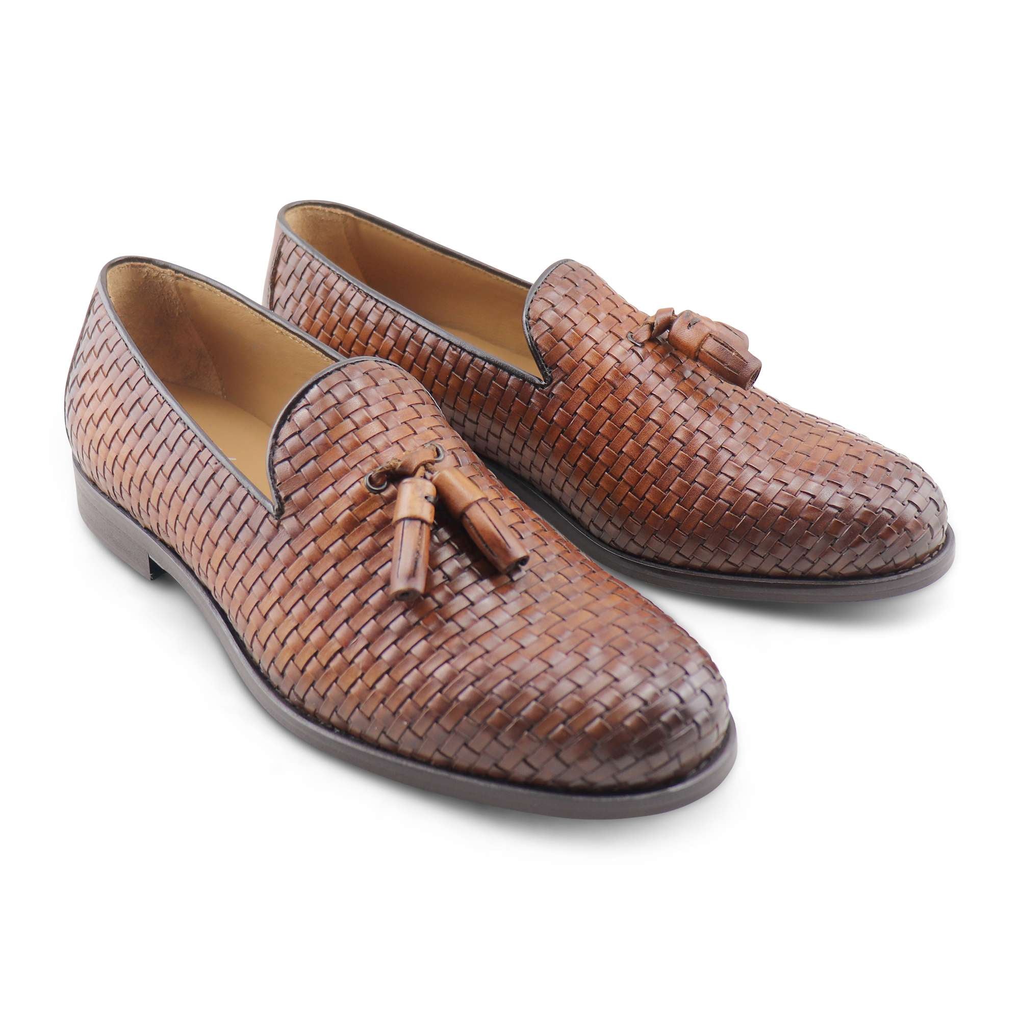 Tassel pelle intrecciata cuoio