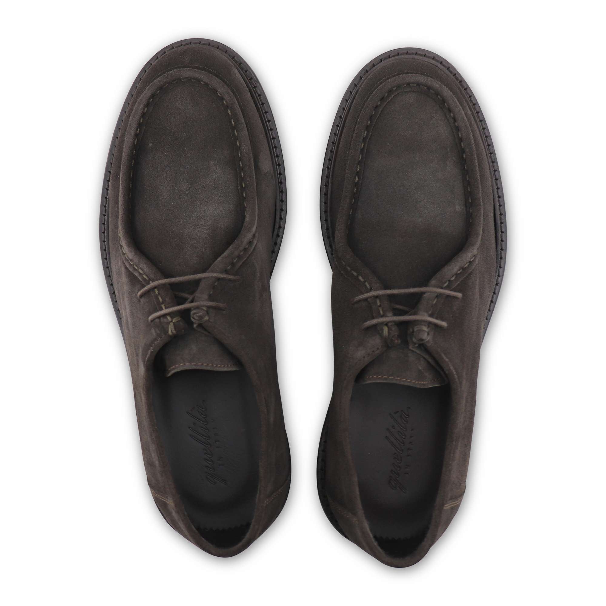 Dark brown suede engineer derby