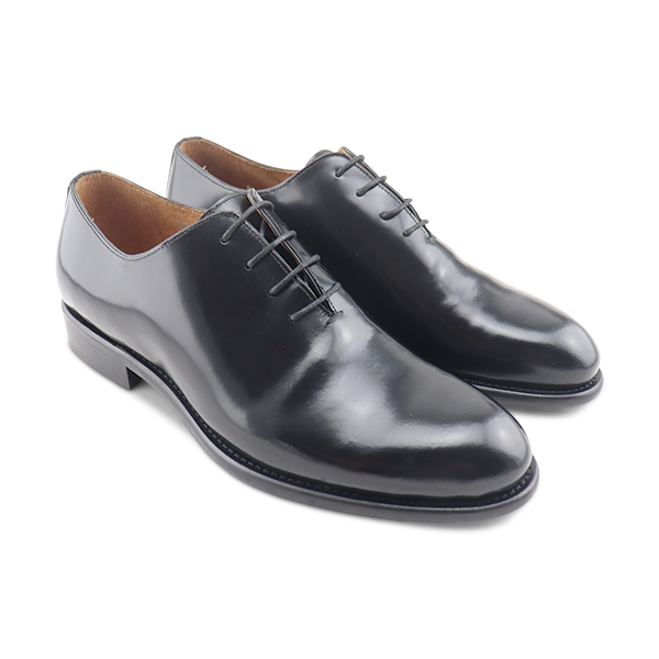 Black Oxfords in brushed leather