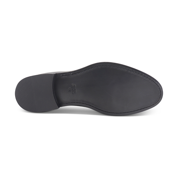 Black Oxfords in brushed leather