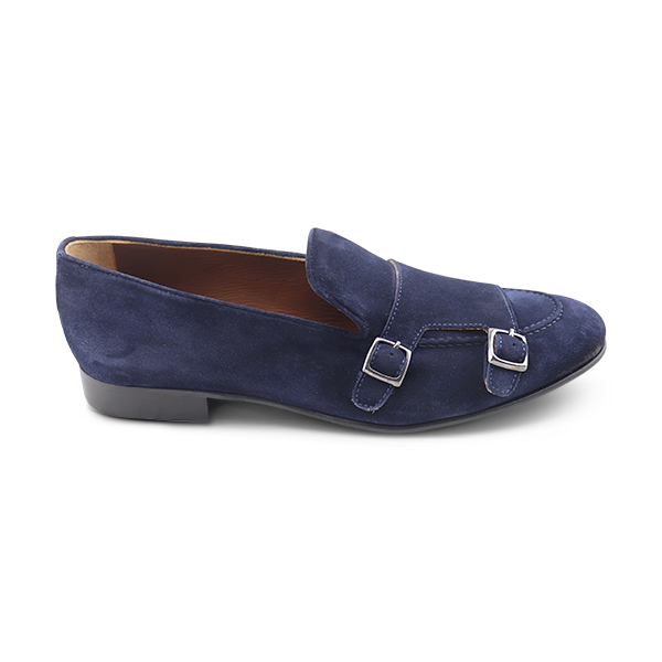Blue Suede Buckle Slippers