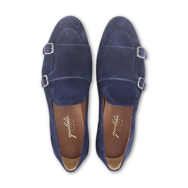 Blue Suede Buckle Slippers