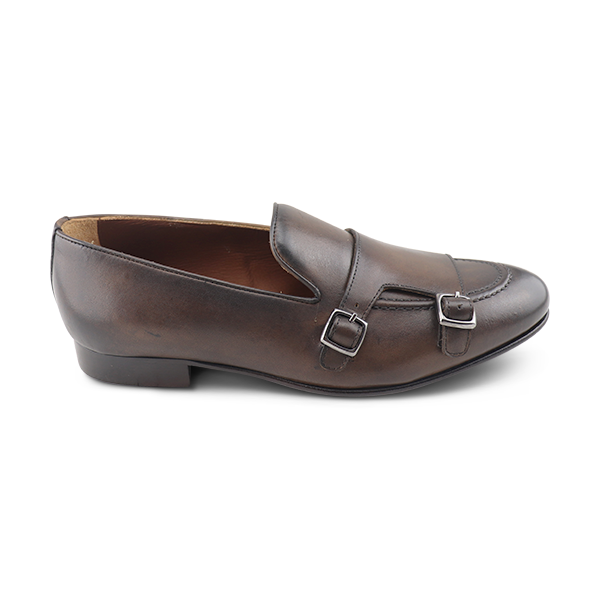 Slippers Buckle in Dark Brown Leather