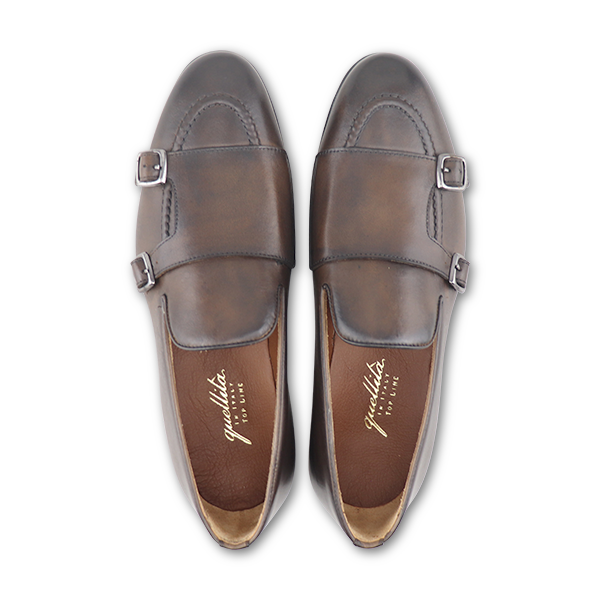 Slippers Buckle in Dark Brown Leather