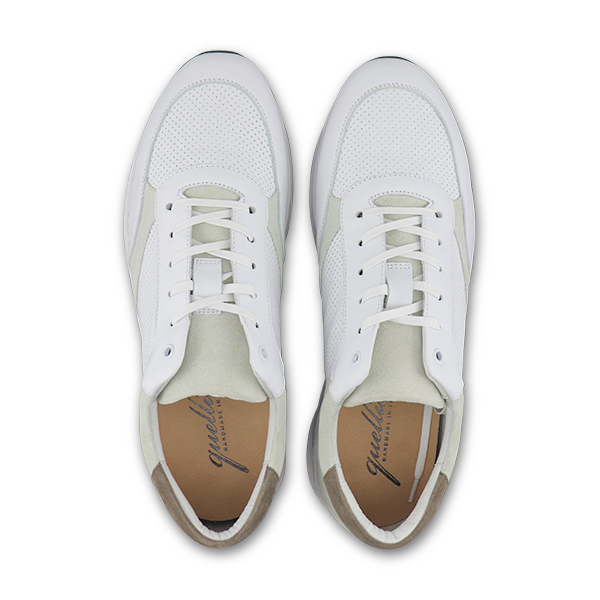 White sneakers with suede insert