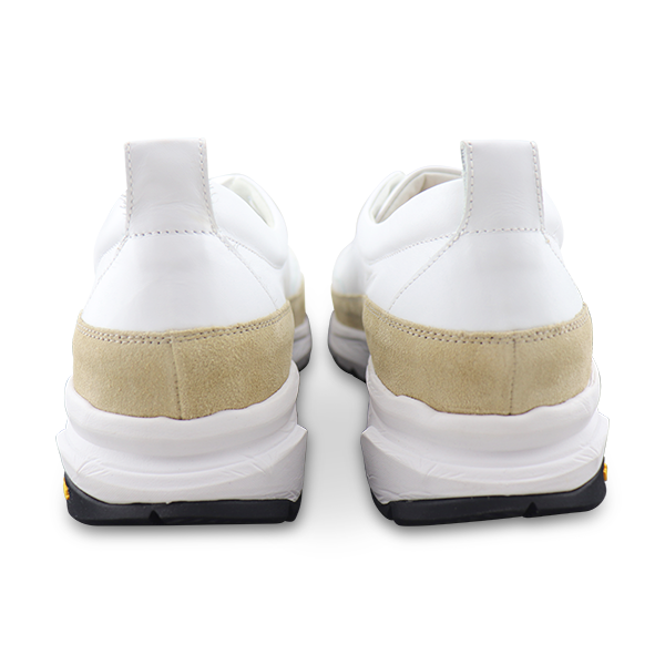 White sneakers with suede insert