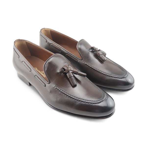 Dark brown leather slippers