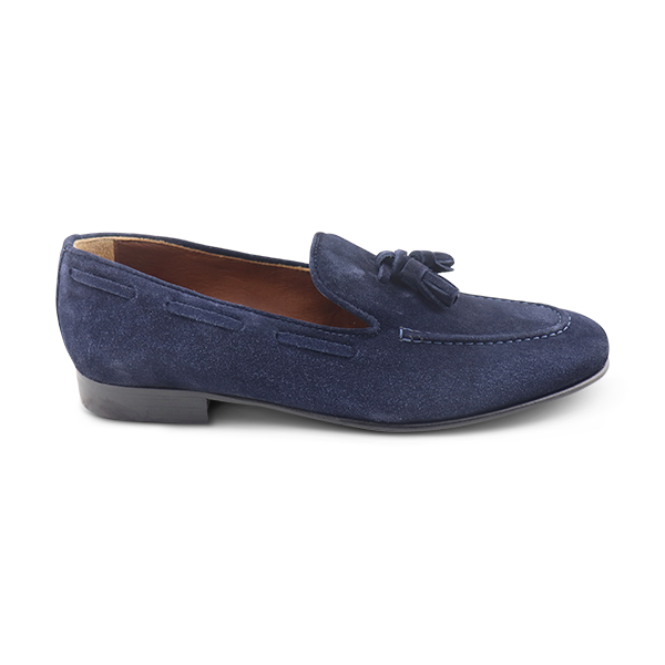 Blue suede slippers