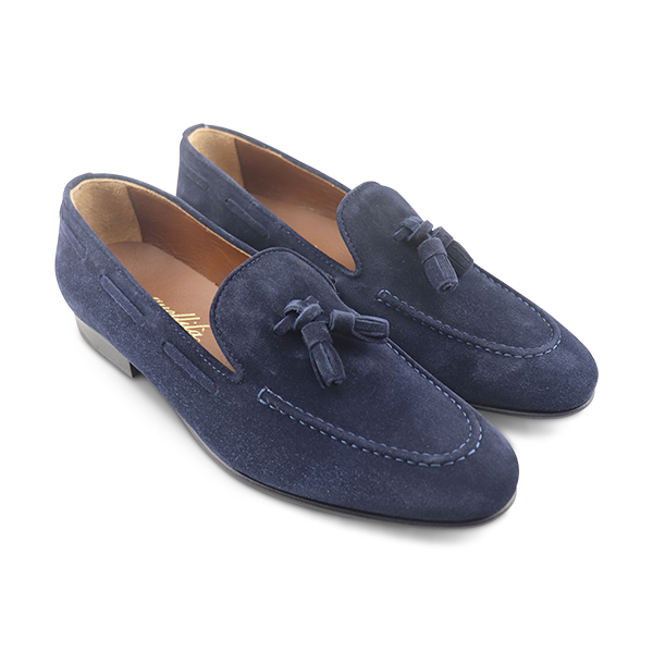 Blue suede slippers