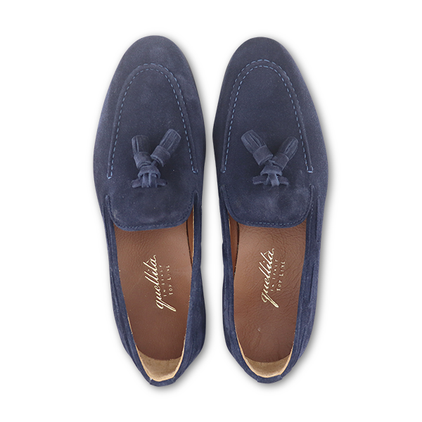Blue suede slippers
