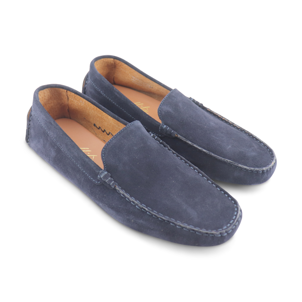 Vibram blue suede moccasins