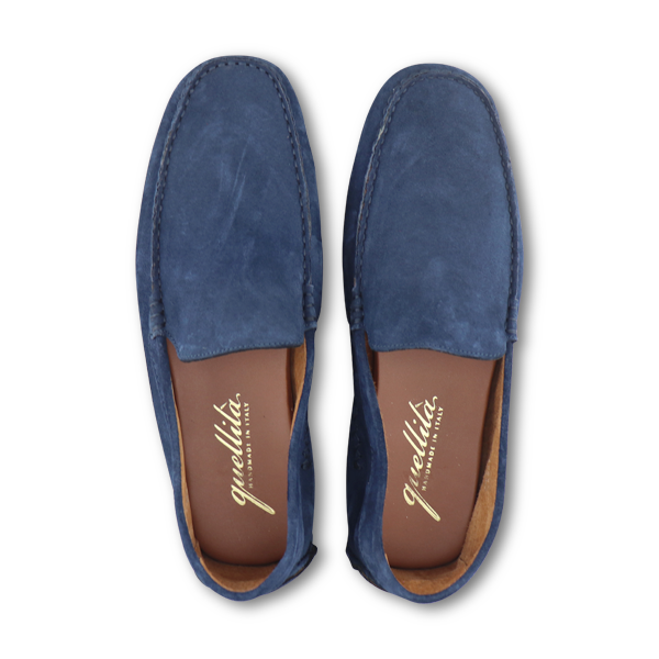 Mocassini Vibram camoscio bluette