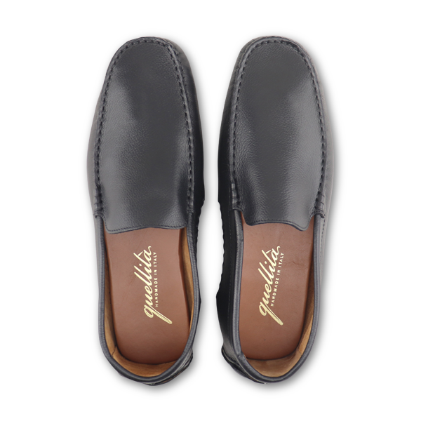 Vibram black leather moccasins