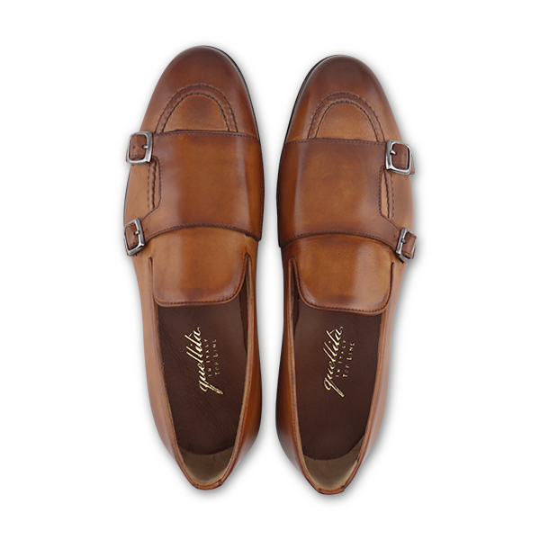 Havana leather buckle slippers