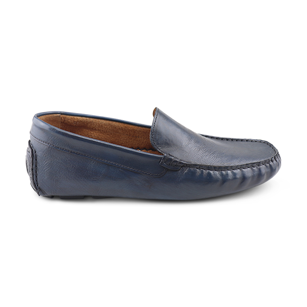 Vibram blue leather moccasins