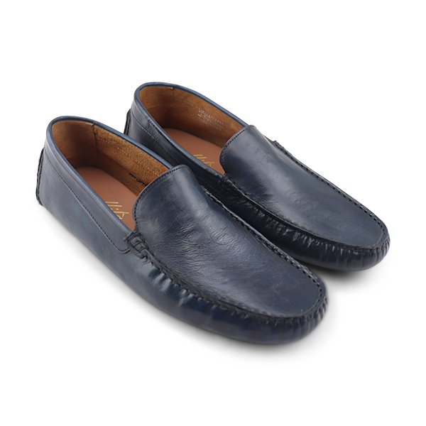 Vibram blue leather moccasins