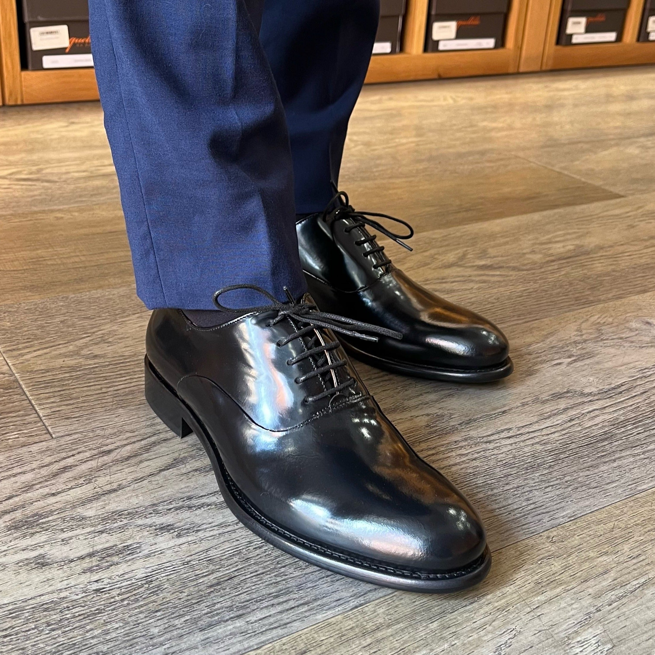 Black brushed leather brogue