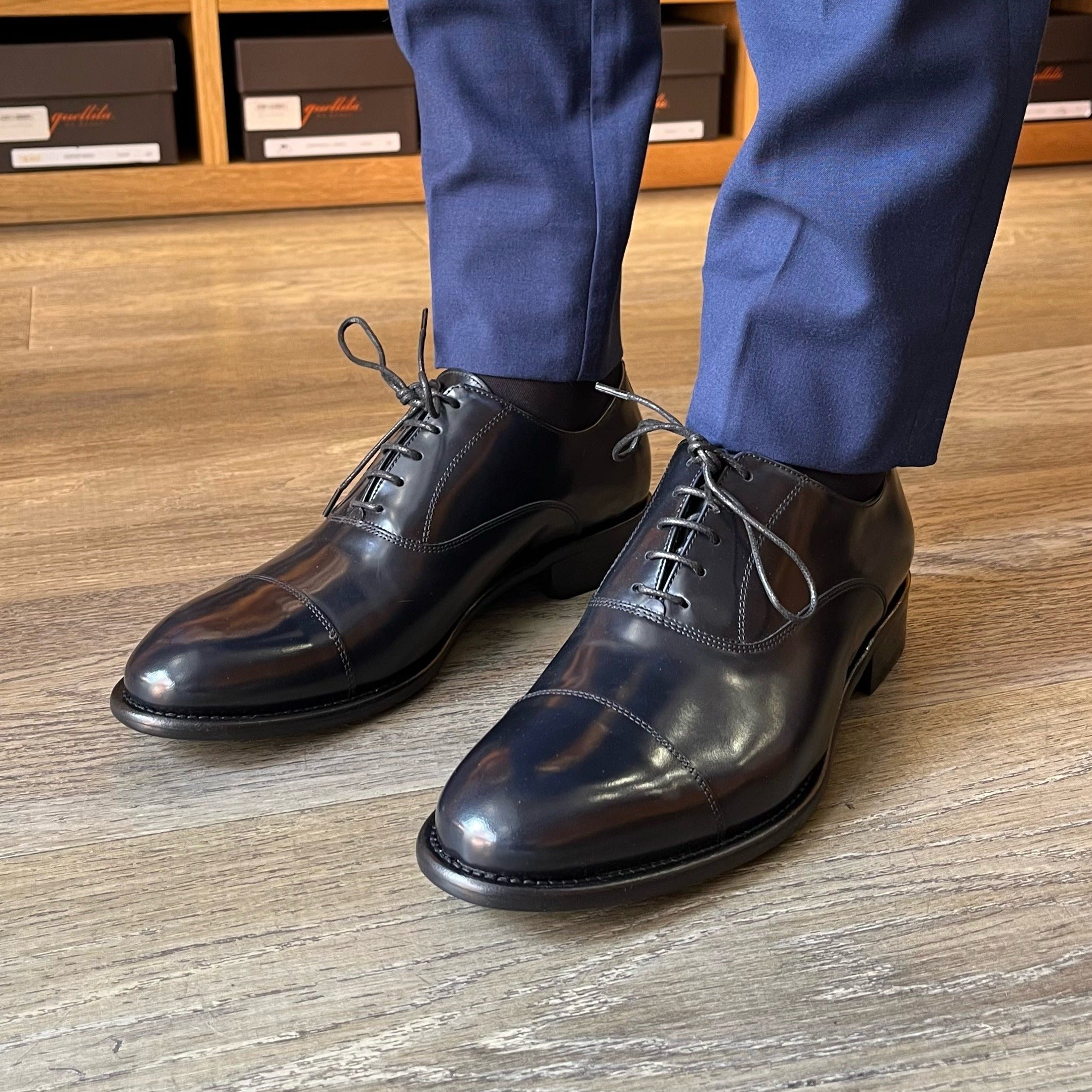 Blue brushed leather brogue