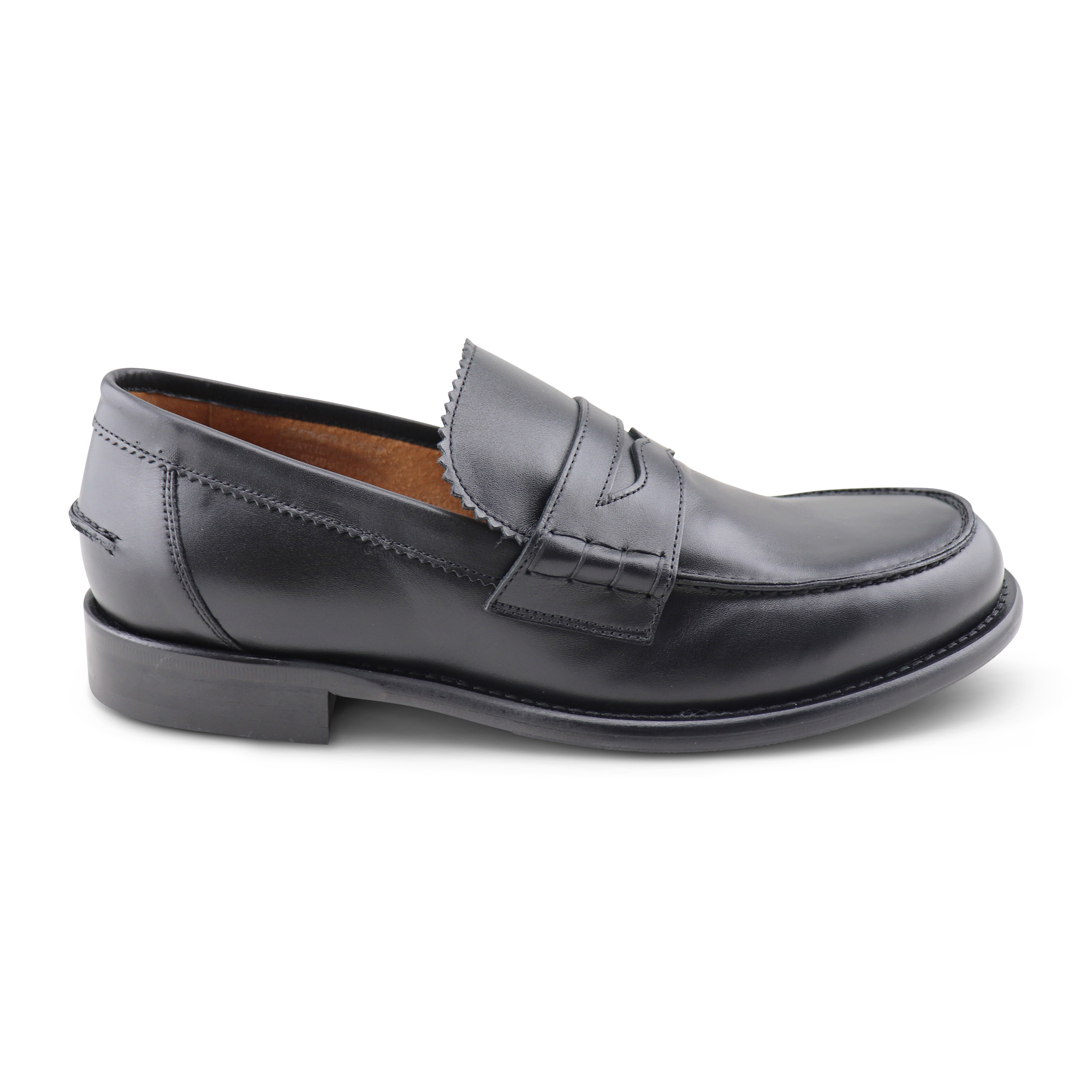 Black leather loafers