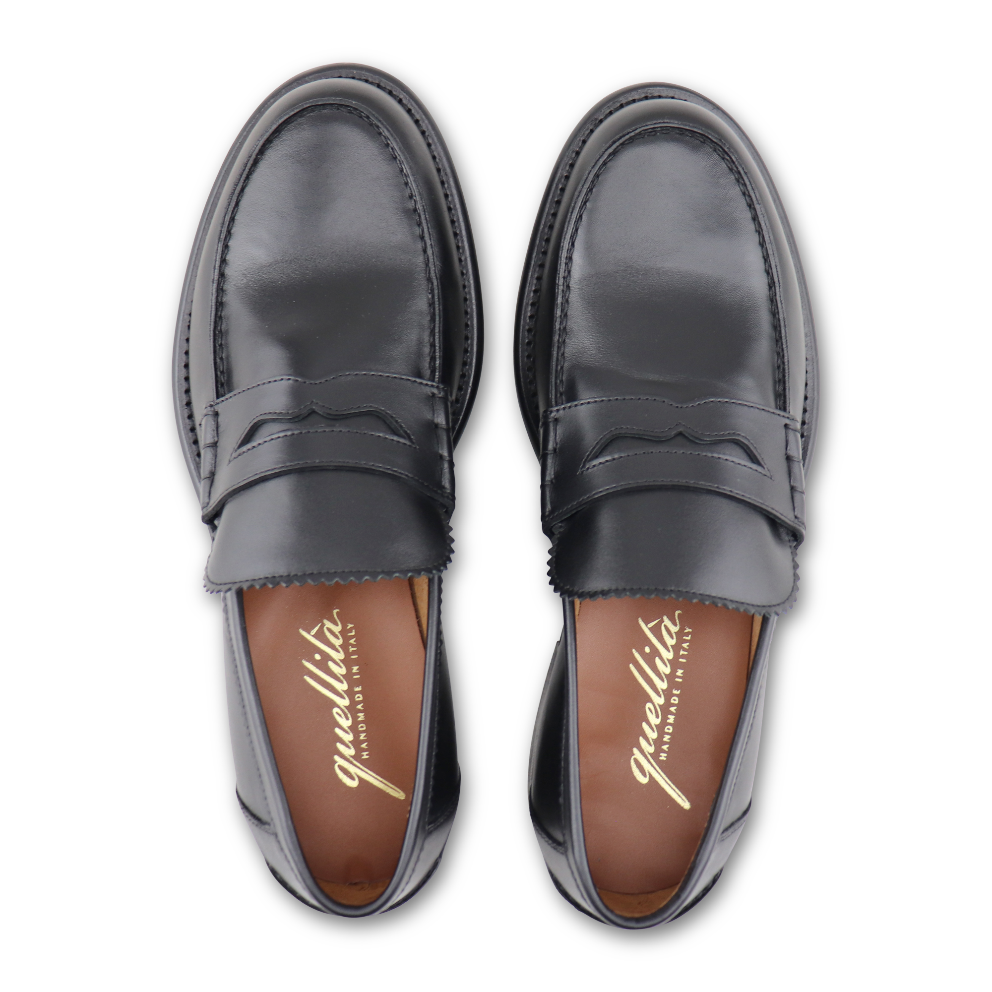 Black leather loafers