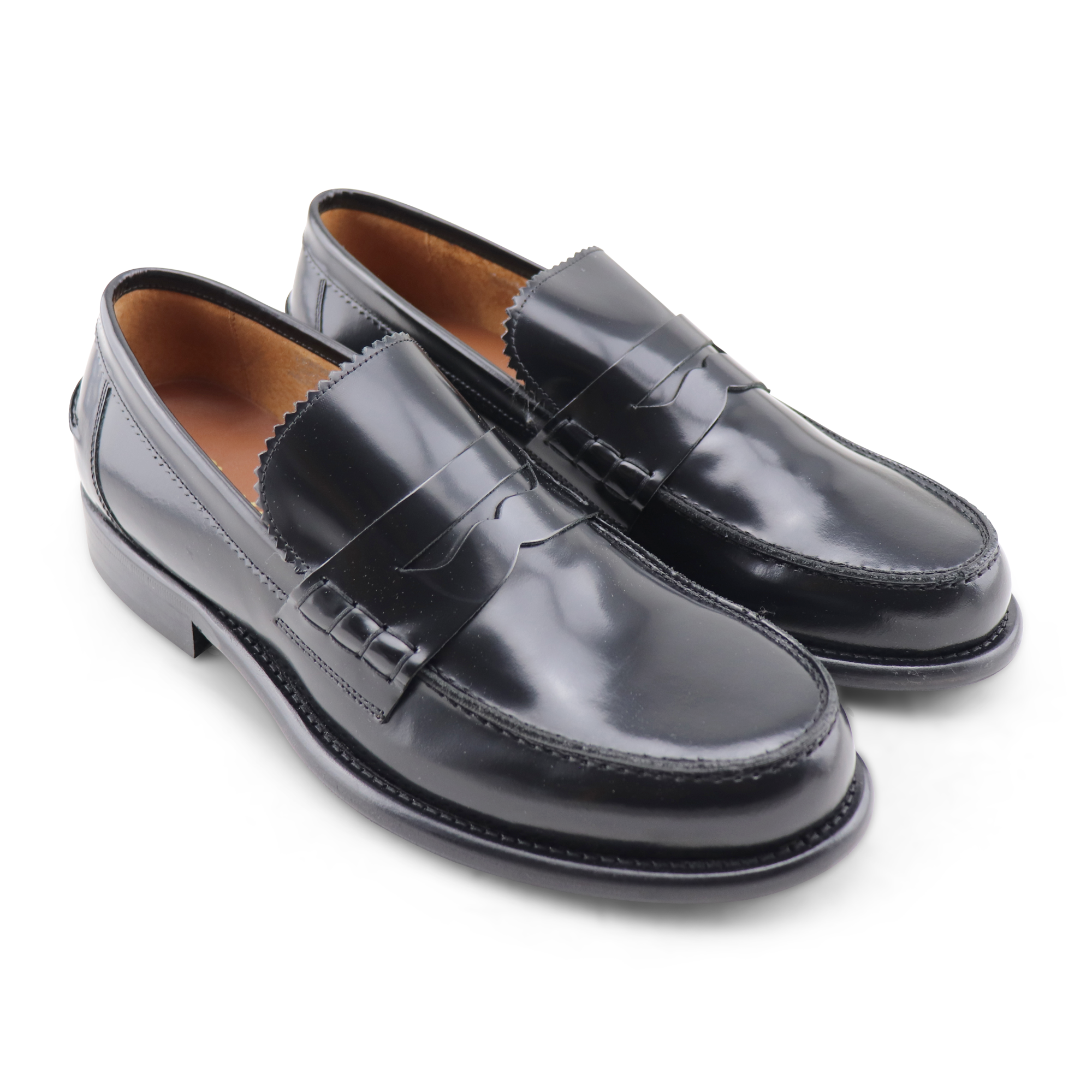 Black moccasins in abrasive leather