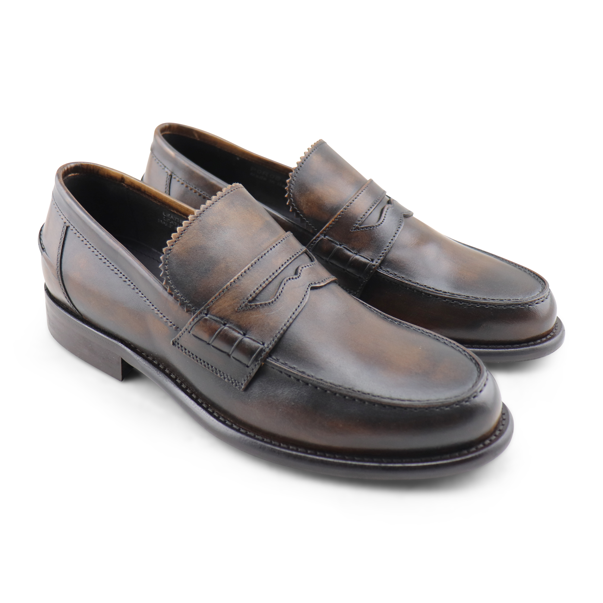 Dark brown leather moccasins