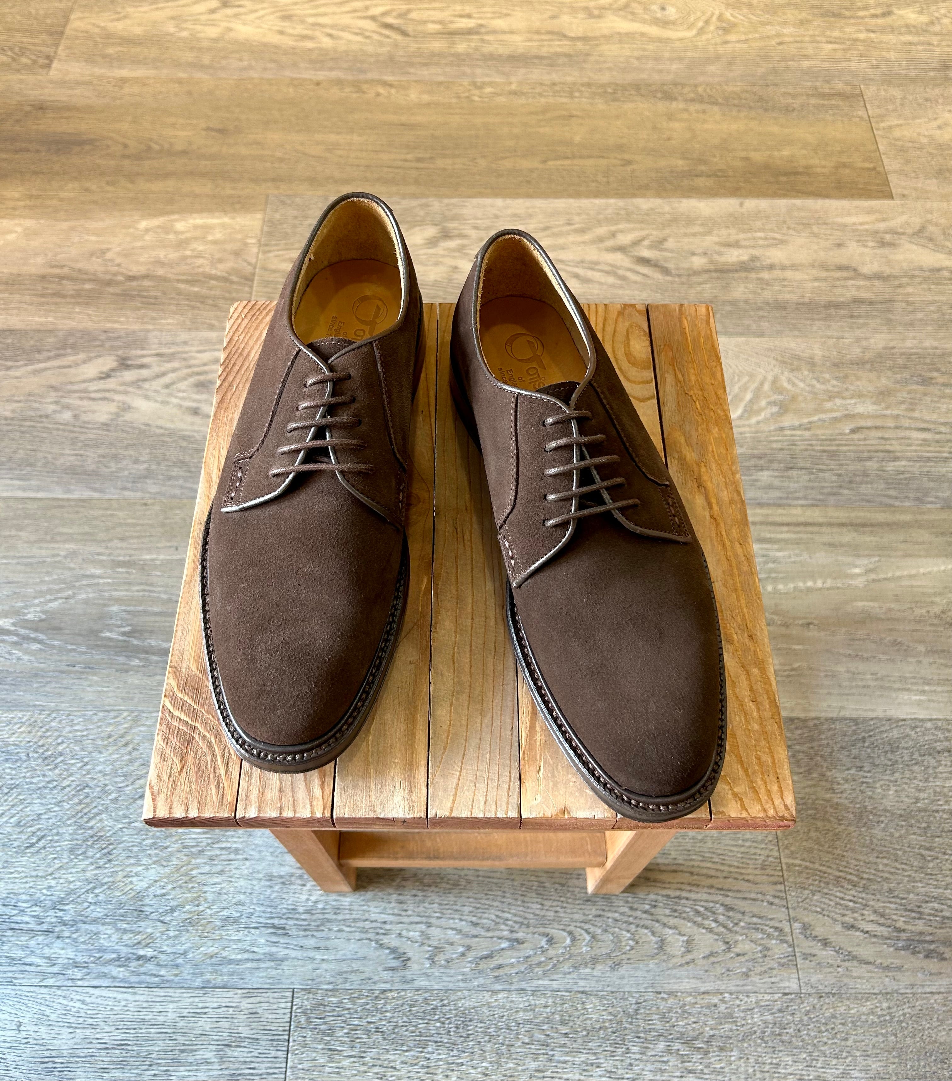 Dark brown suede goodyear derby