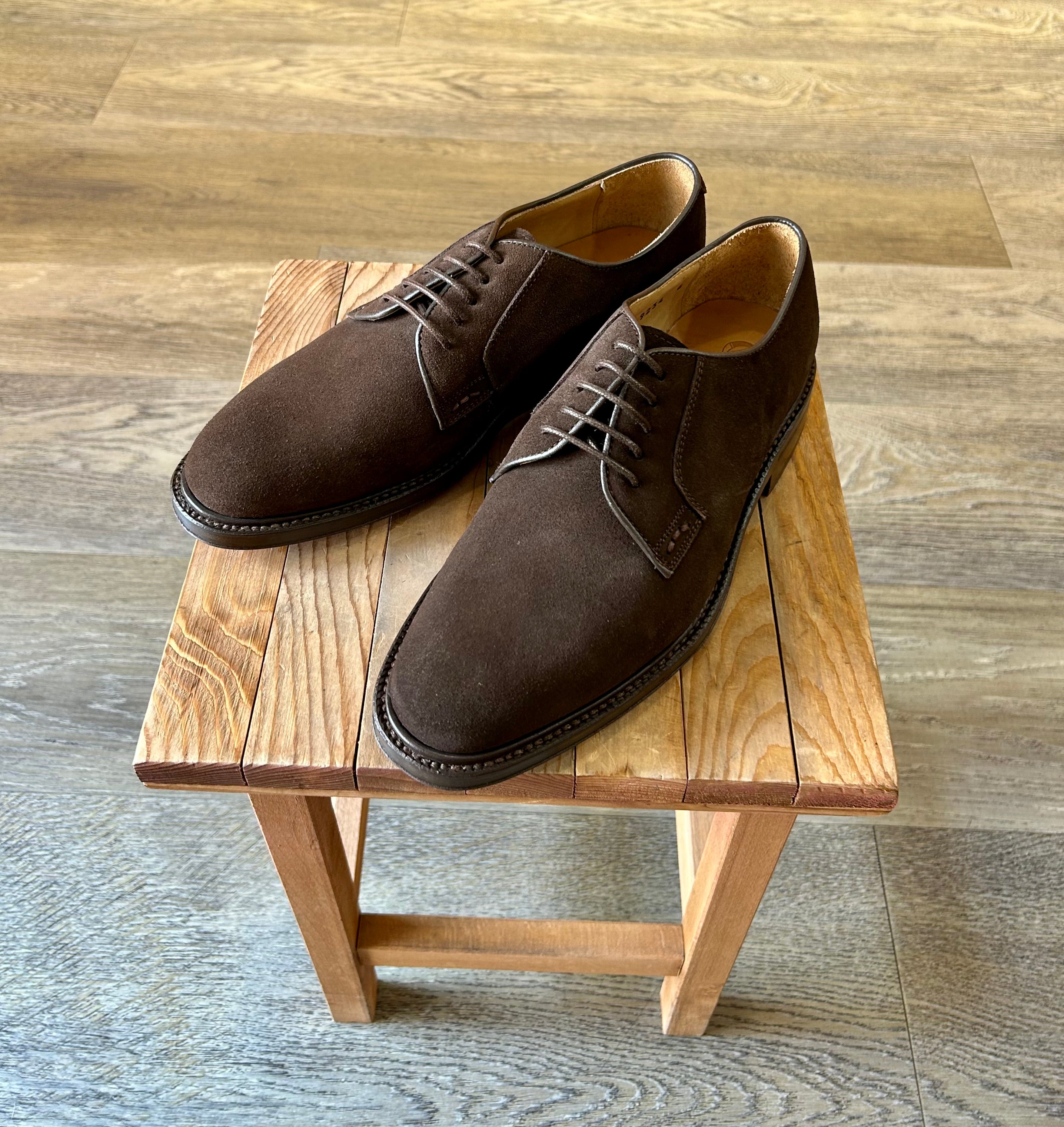 Dark brown suede goodyear derby