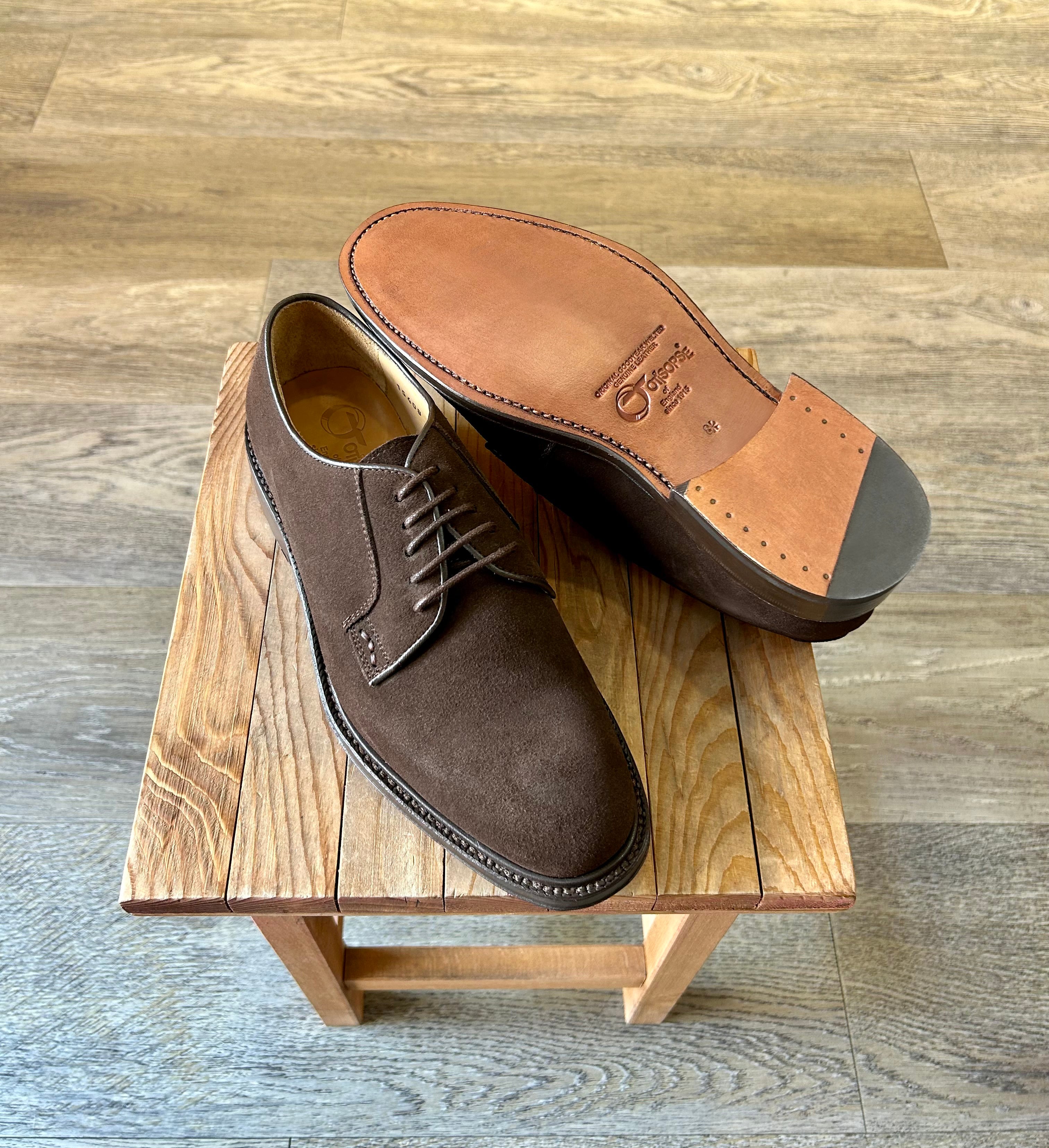 Dark brown suede goodyear derby