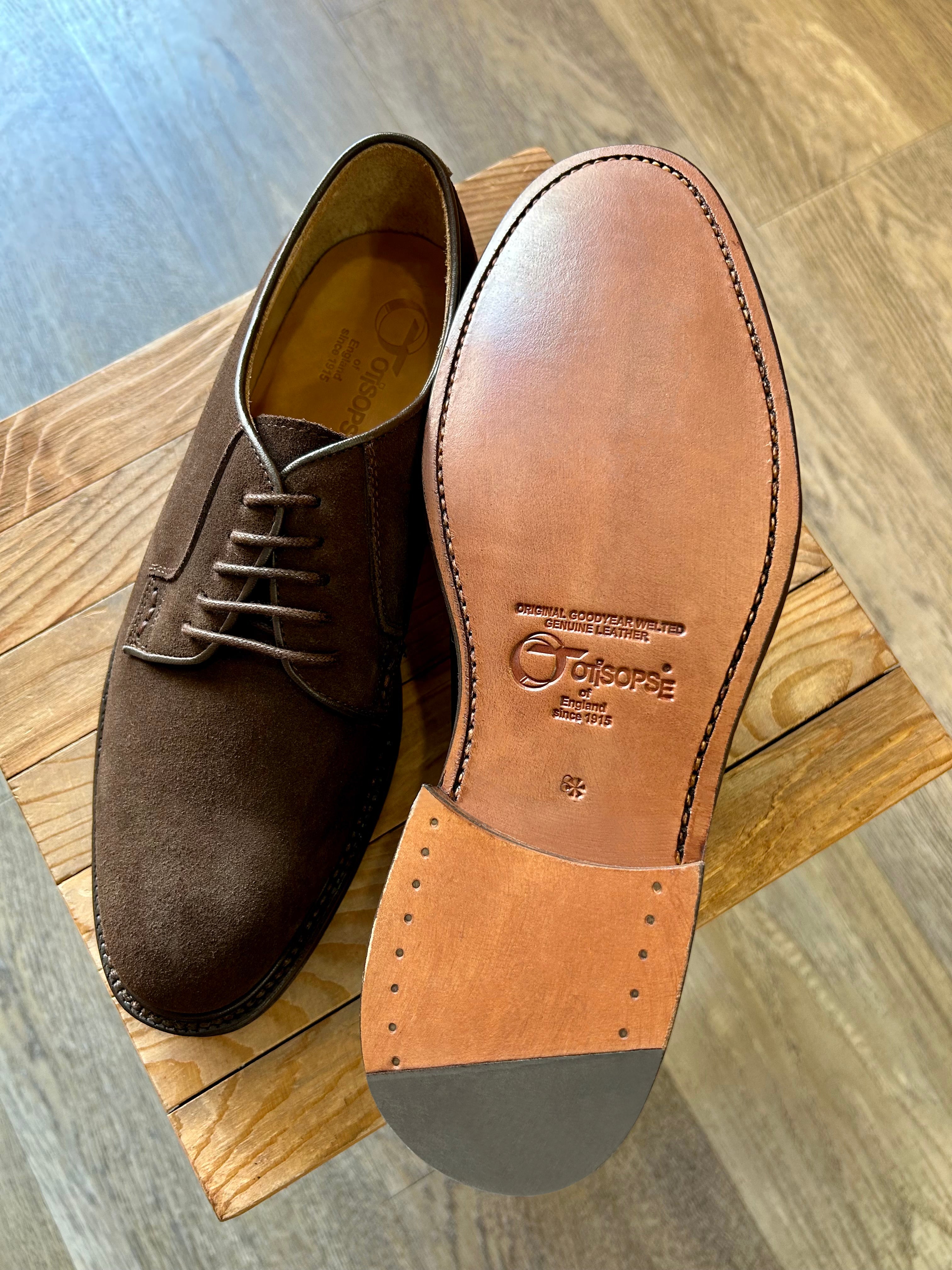 Dark brown suede goodyear derby