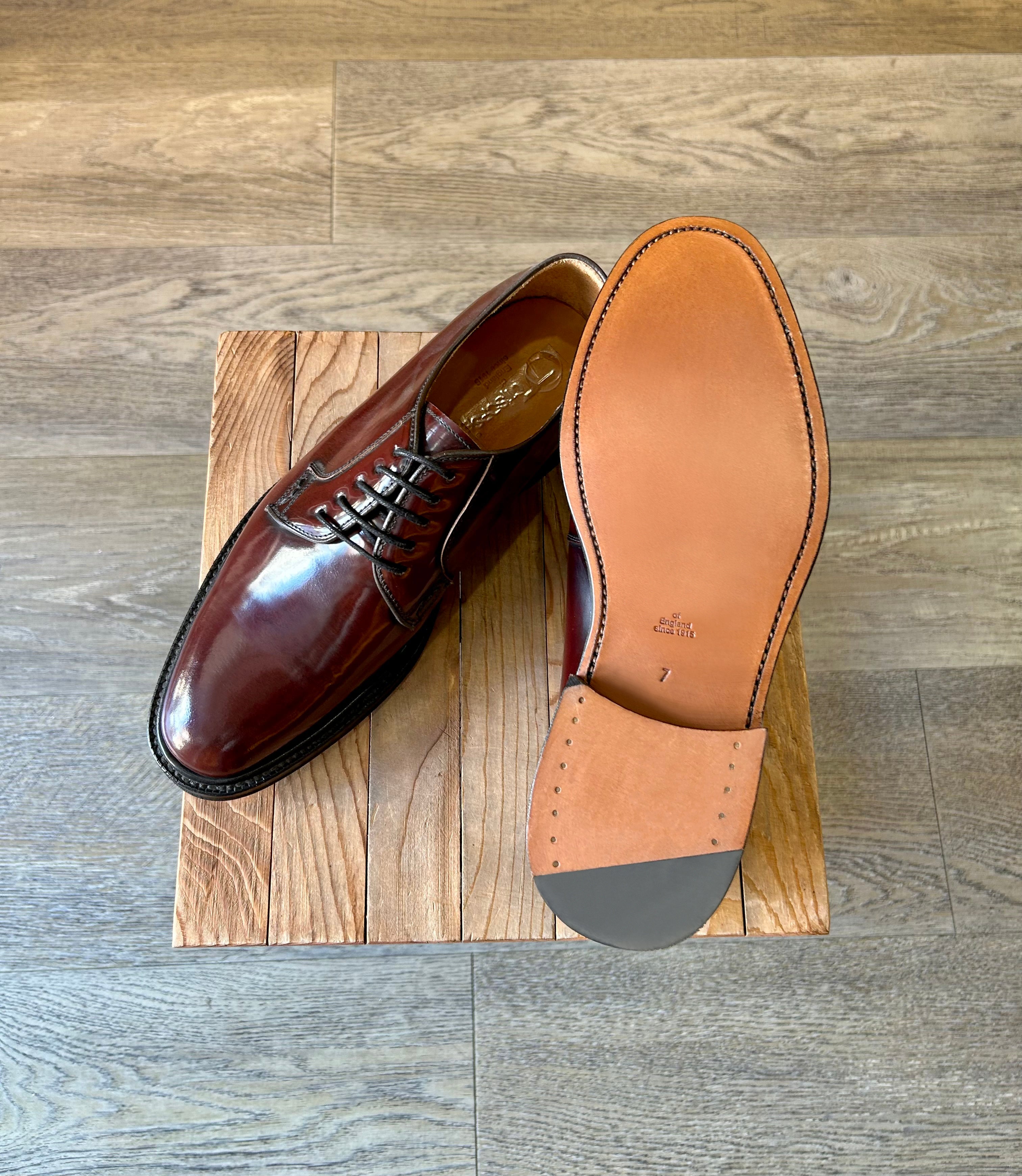 Burgundy abraded leather Goodyear derby