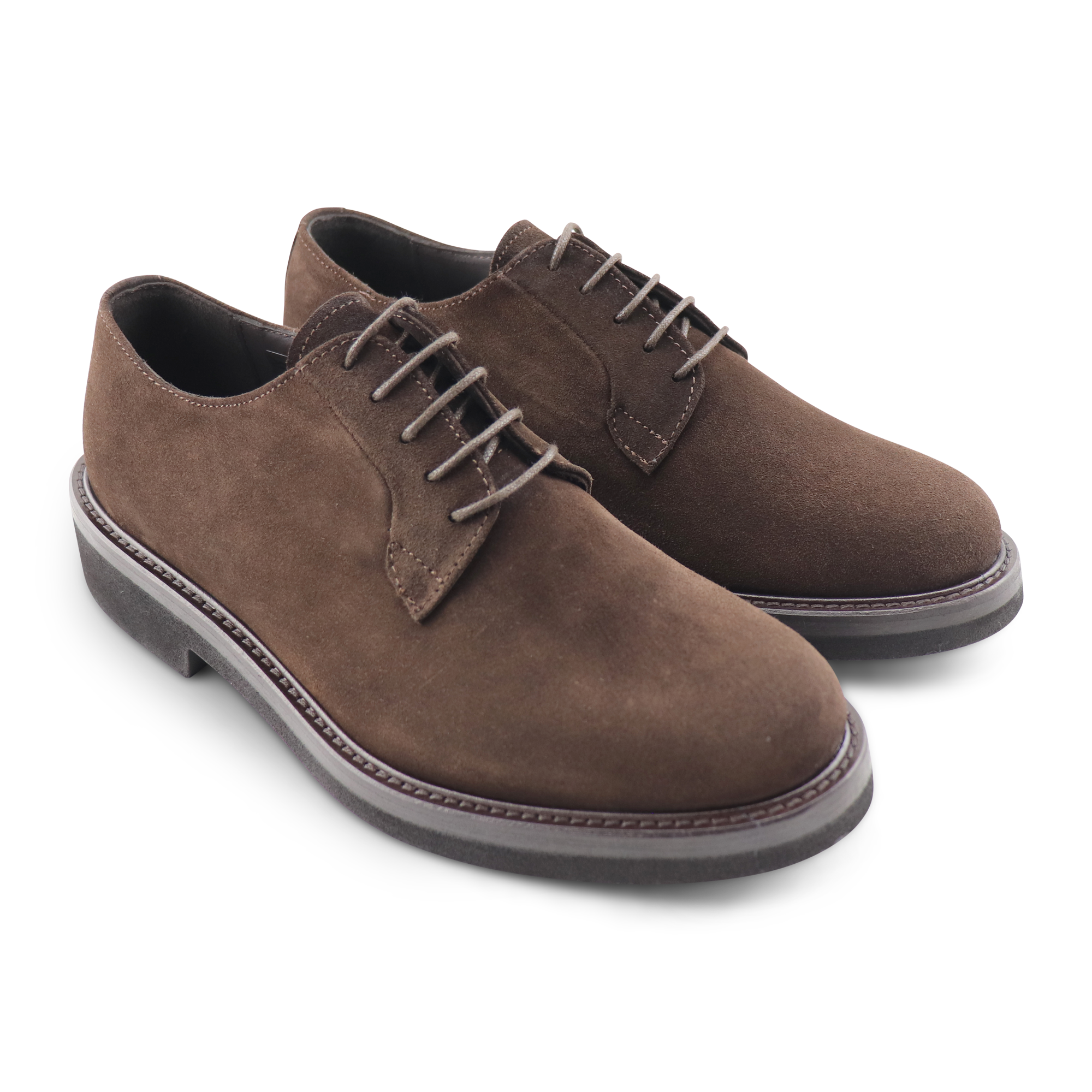 Dark brown suede derby