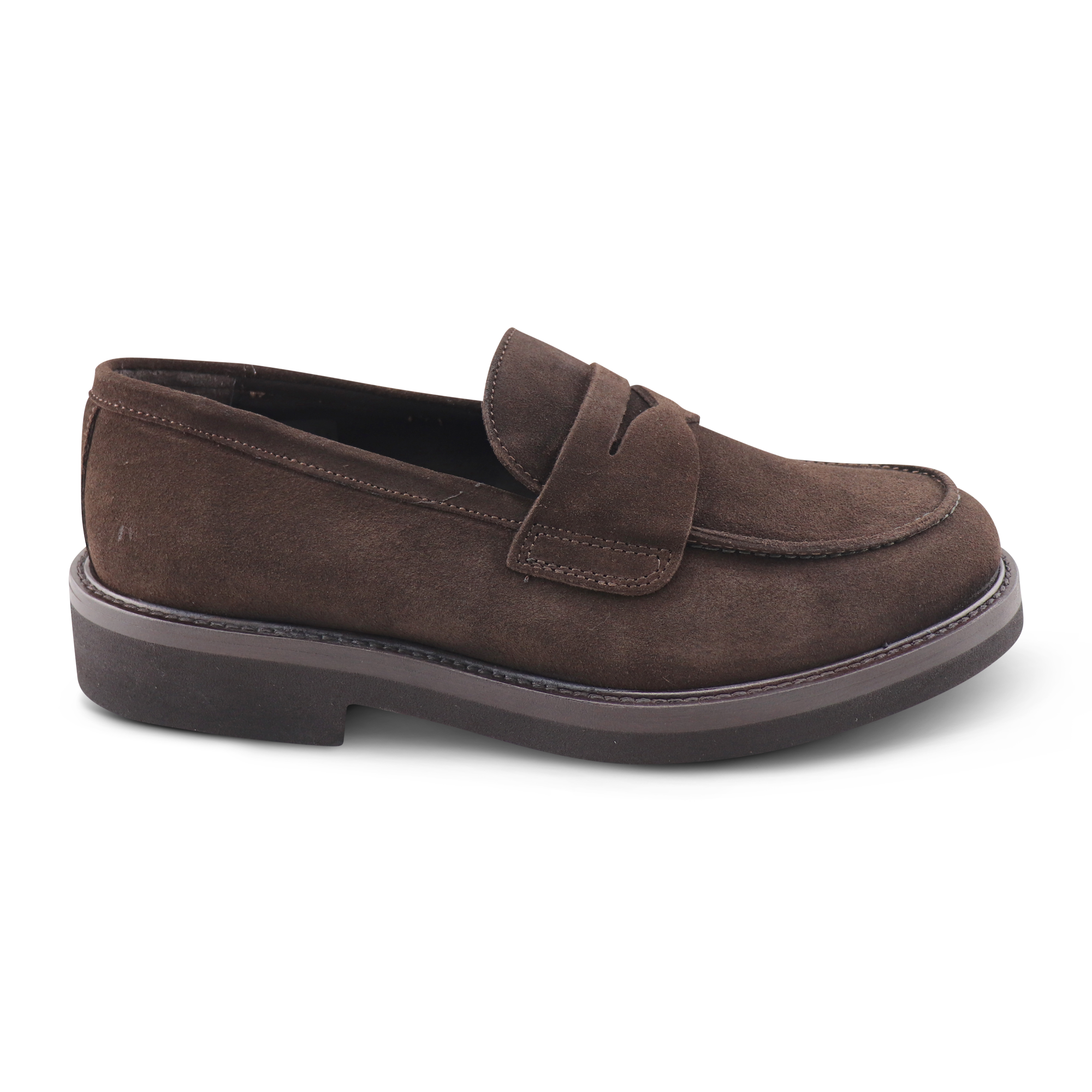 Dark brown suede moccasins
