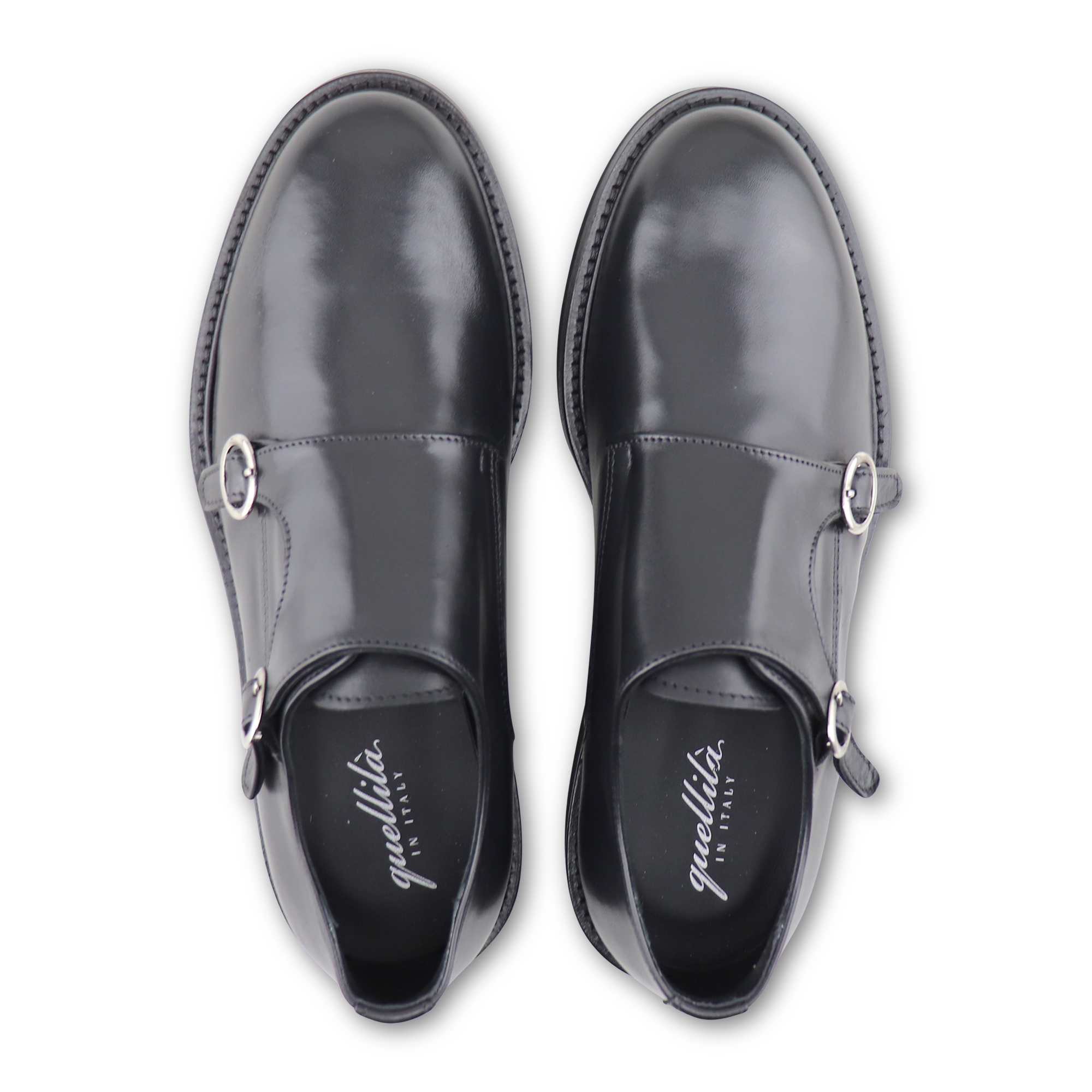 Black leather double buckle