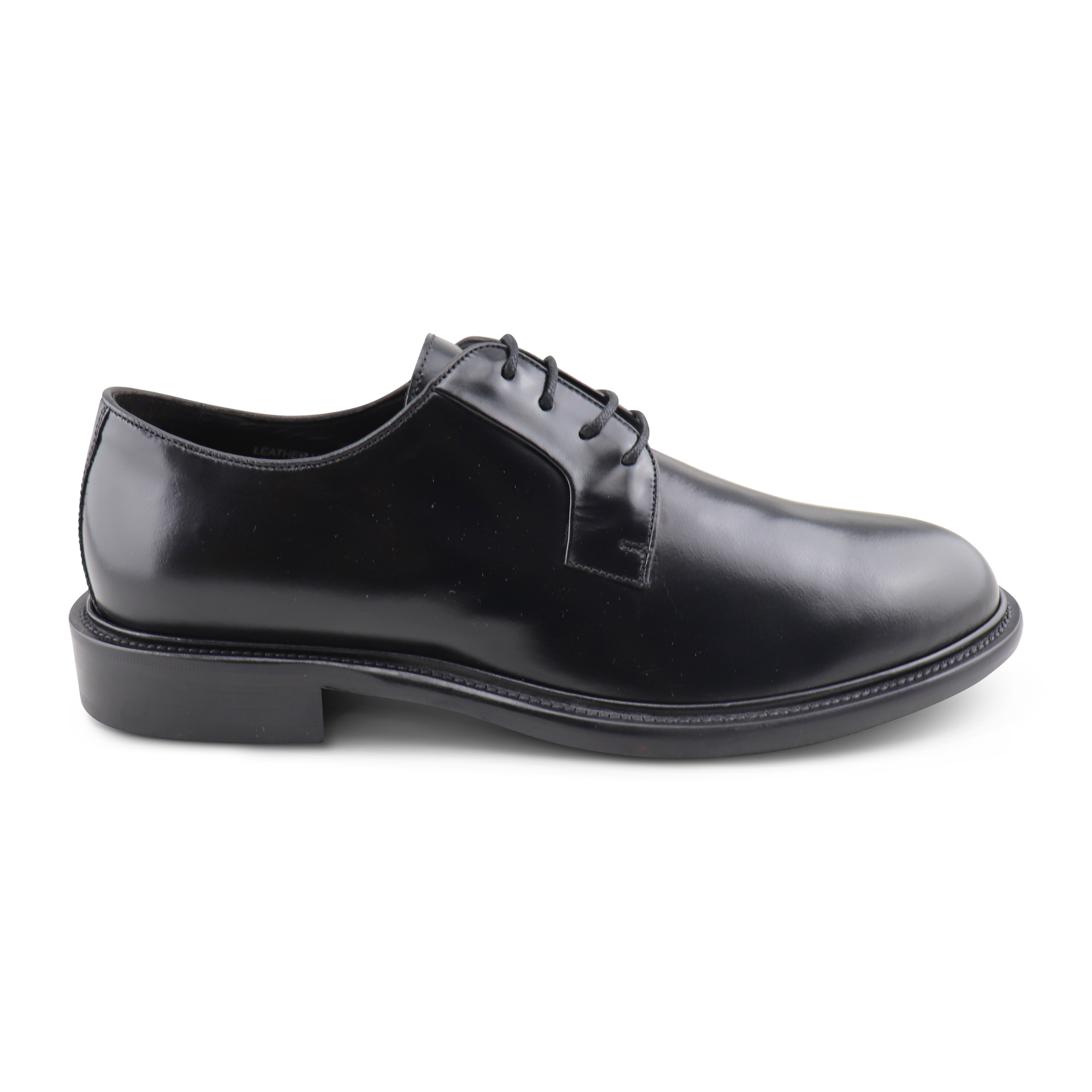 Black leather derby