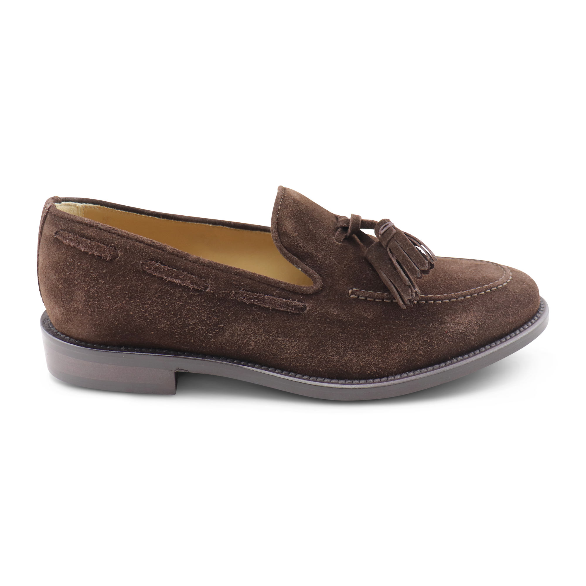 Tassel in dark brown suede