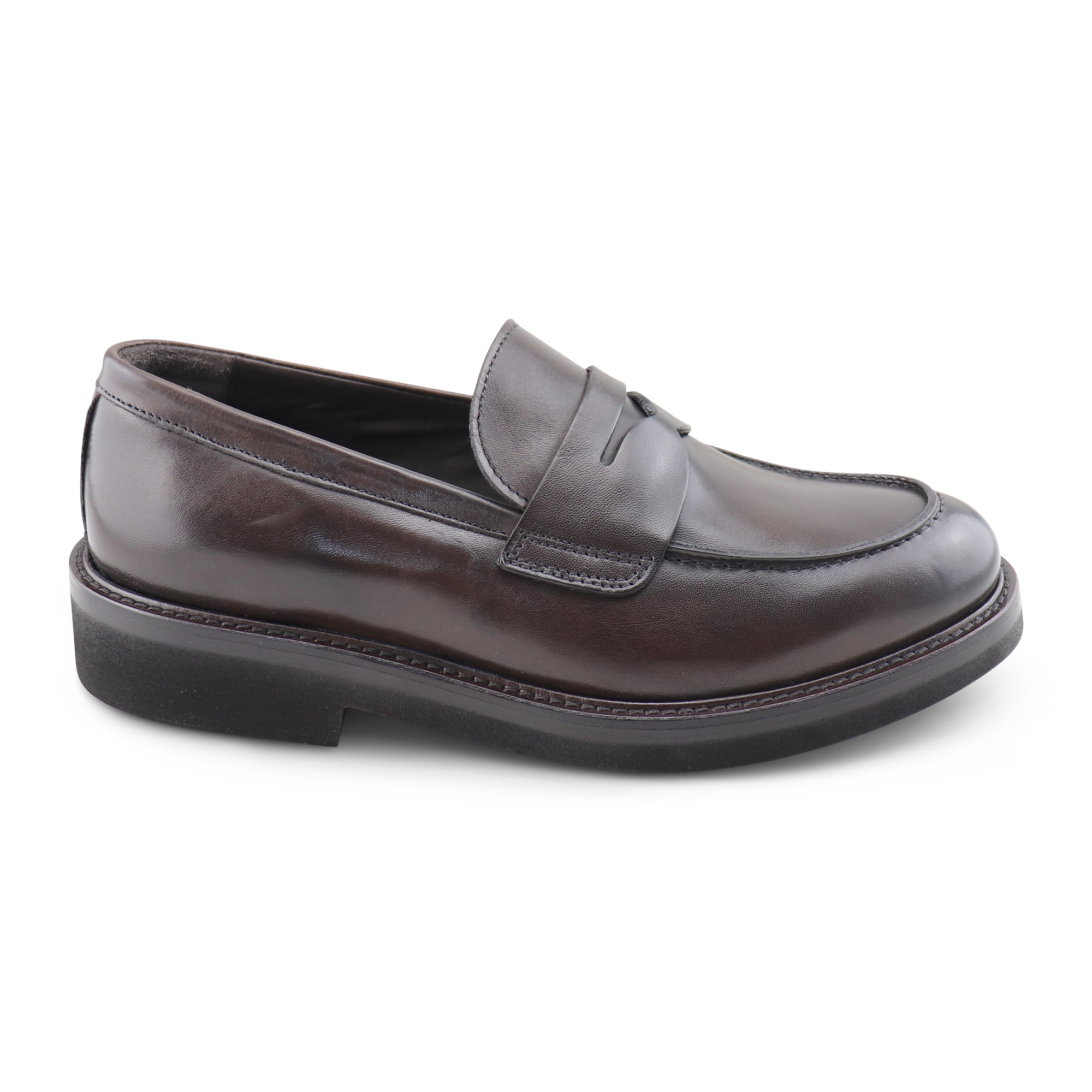 Dark brown leather moccasins