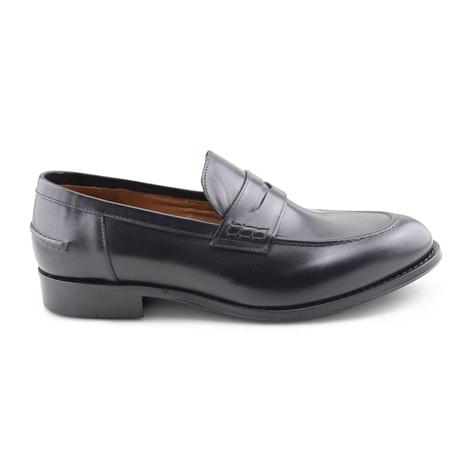 Black leather loafers