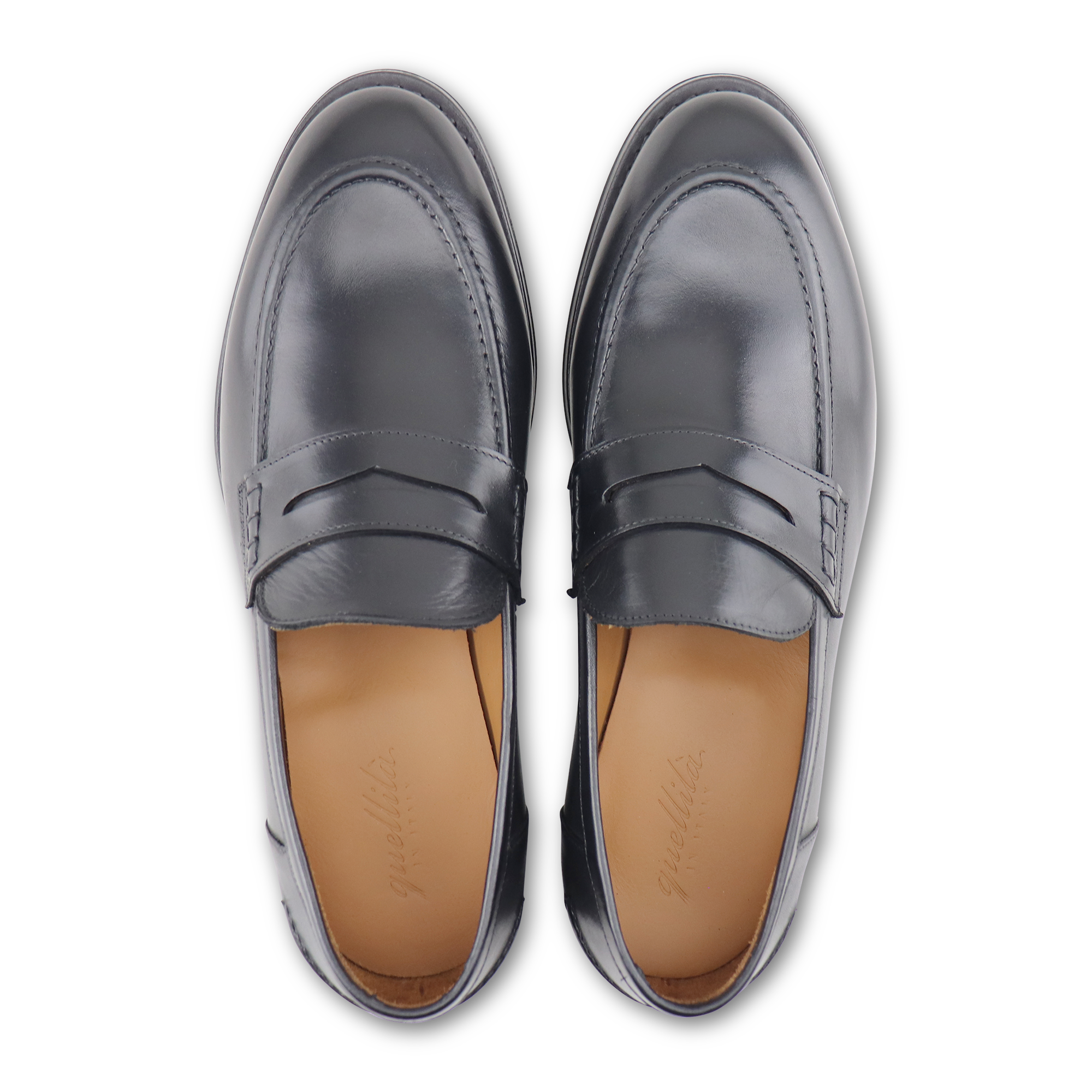 Black leather loafers
