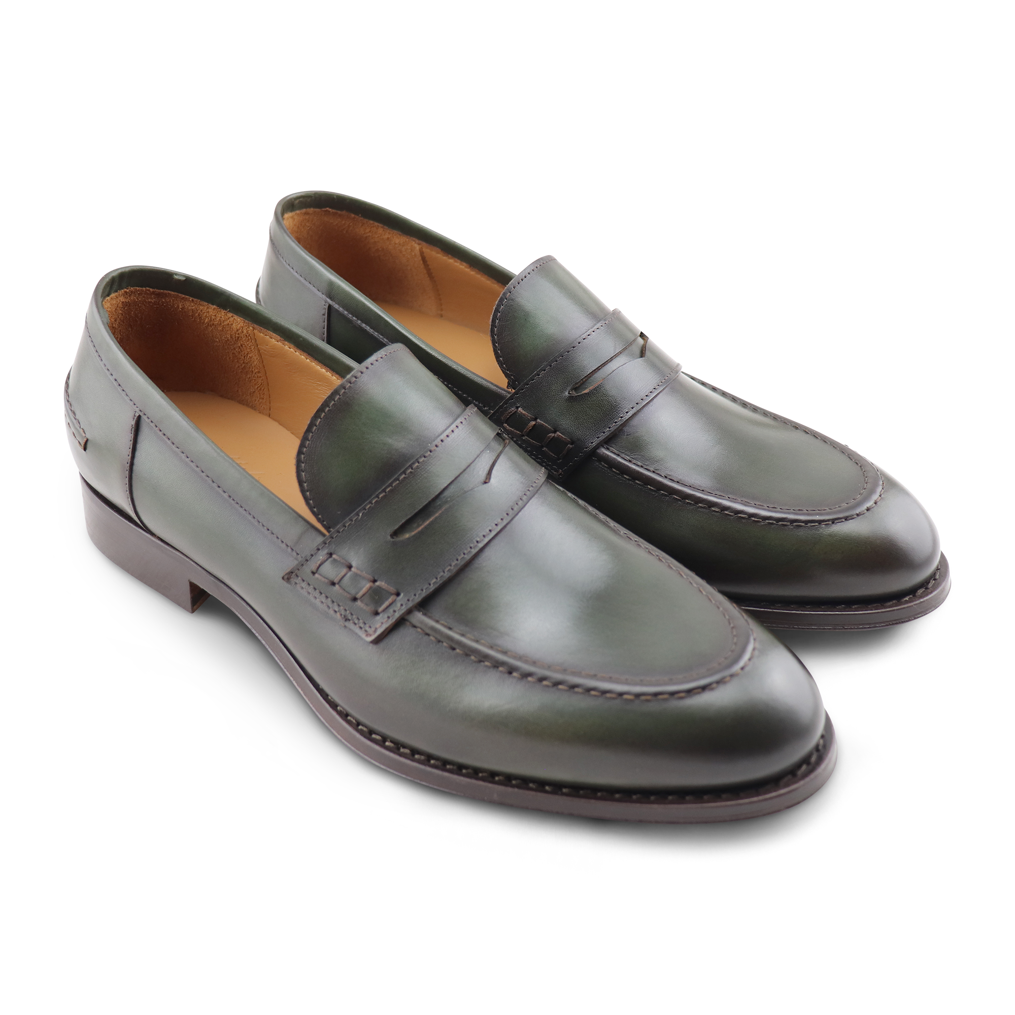 Loden leather moccasins