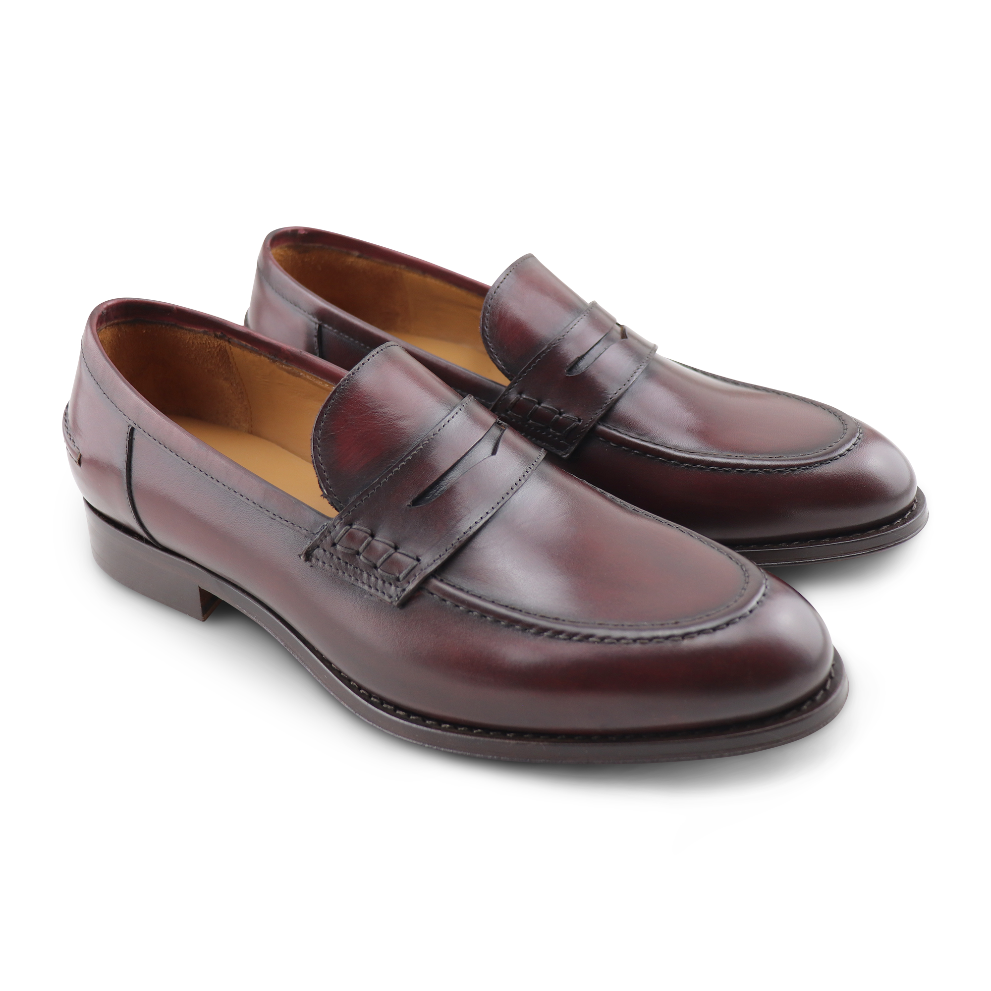 Leather moccasins with hard soles